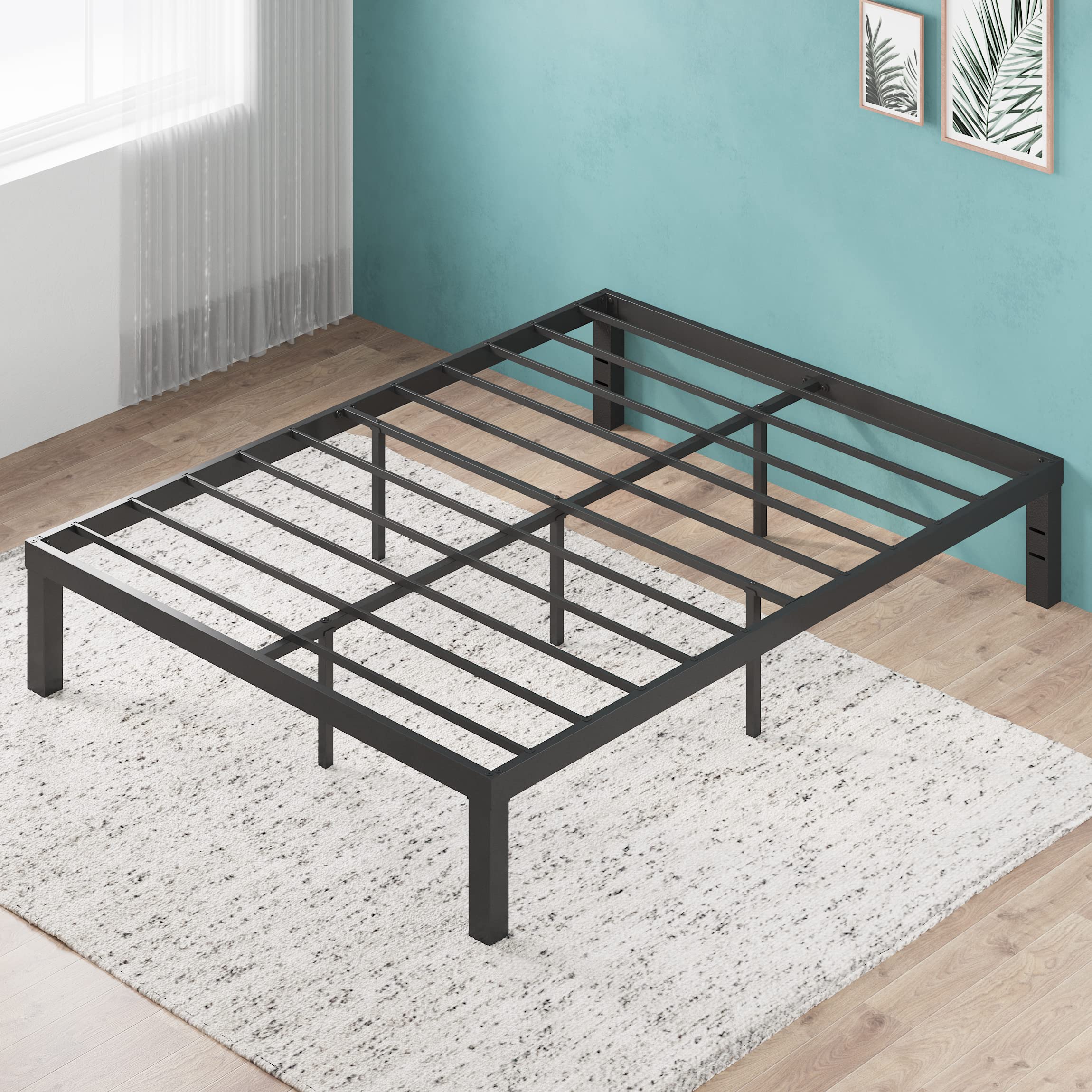 Zinus Luis 14 Inch Full Size Metal Platform Bed Frame with QuickLock Assembly & Steel Slat Support - Modern Design, No Box Spring Needed, Underbed Storage Space - Perfect for Small Bedrooms, Guest Rooms & Dorm Rooms