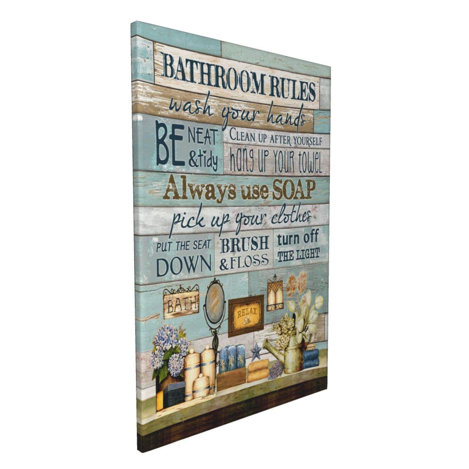 Bathroom Rules Wall Art - Framed Prints for Home & Office Decor