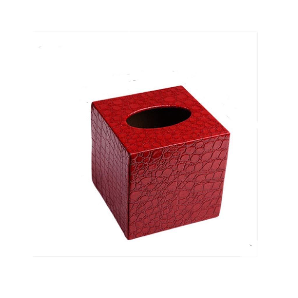 BTYAY PU Leather Tissue Box Cover - Stylish Square Napkin Holder & Dispenser for Home & Office Decor (Red) - Perfect for Living Room, Bedroom, or Desk Organization