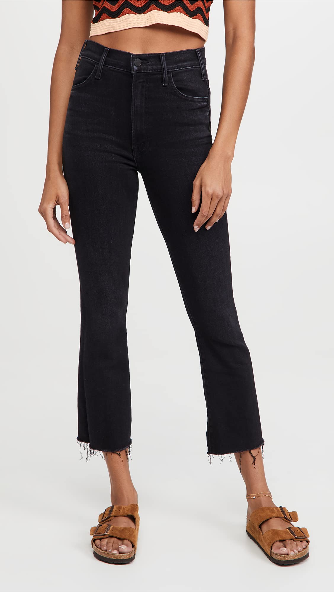 MOTHER Women's The Hustler Distressed Ankle Jeans - Stylish Frayed Hem Denim Pants for Casual Outfits & Everyday Wear