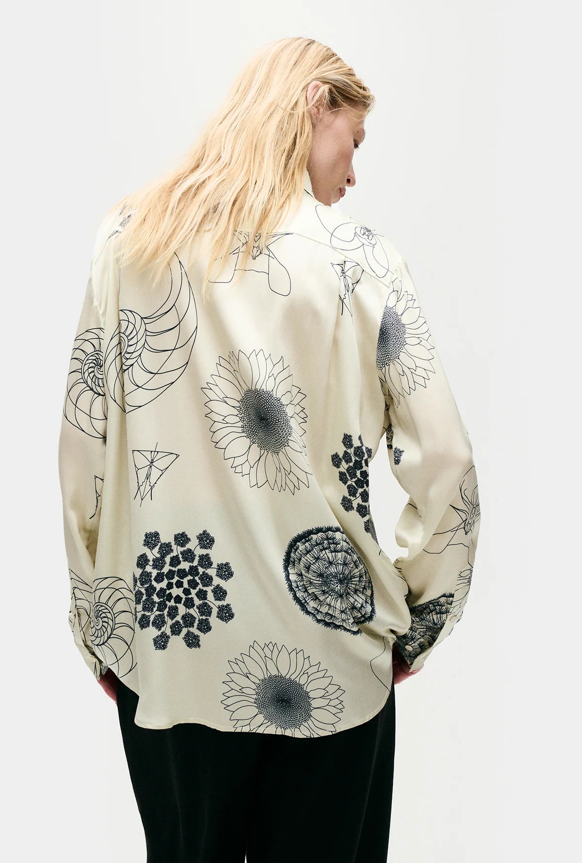 Fibonacci Boyfriend Shirt in Off White - Oversized Casual Button Down Shirt for Women - Perfect for Layering, Office Wear & Weekend Outfits