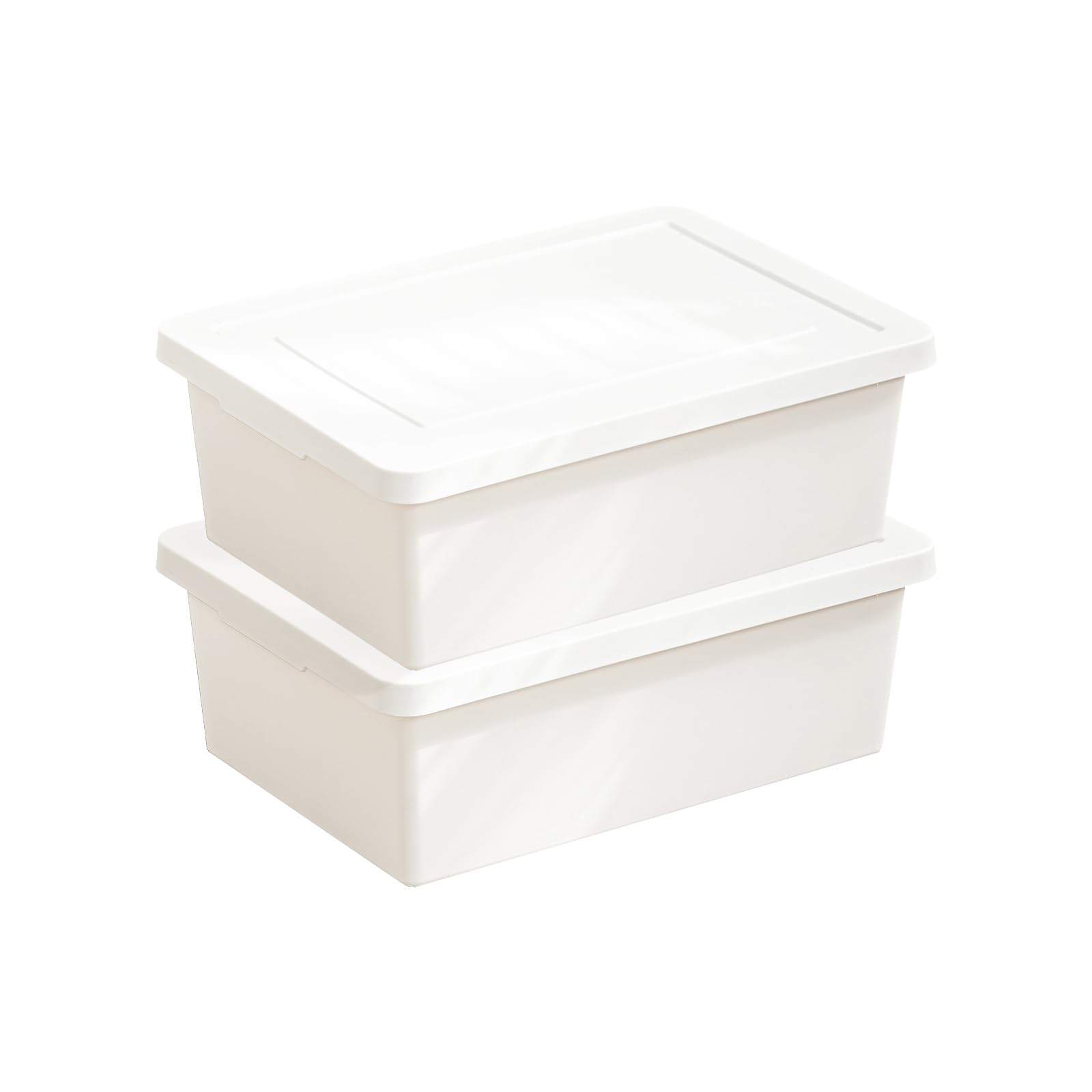 15 Quart Stackable Plastic Storage Bins with Lids - 2 Pack White Organizing Containers with Handles for Shelves, Craft Supplies, Snacks & Home Organization - Perfect for Pantry, Closet & Office Storage