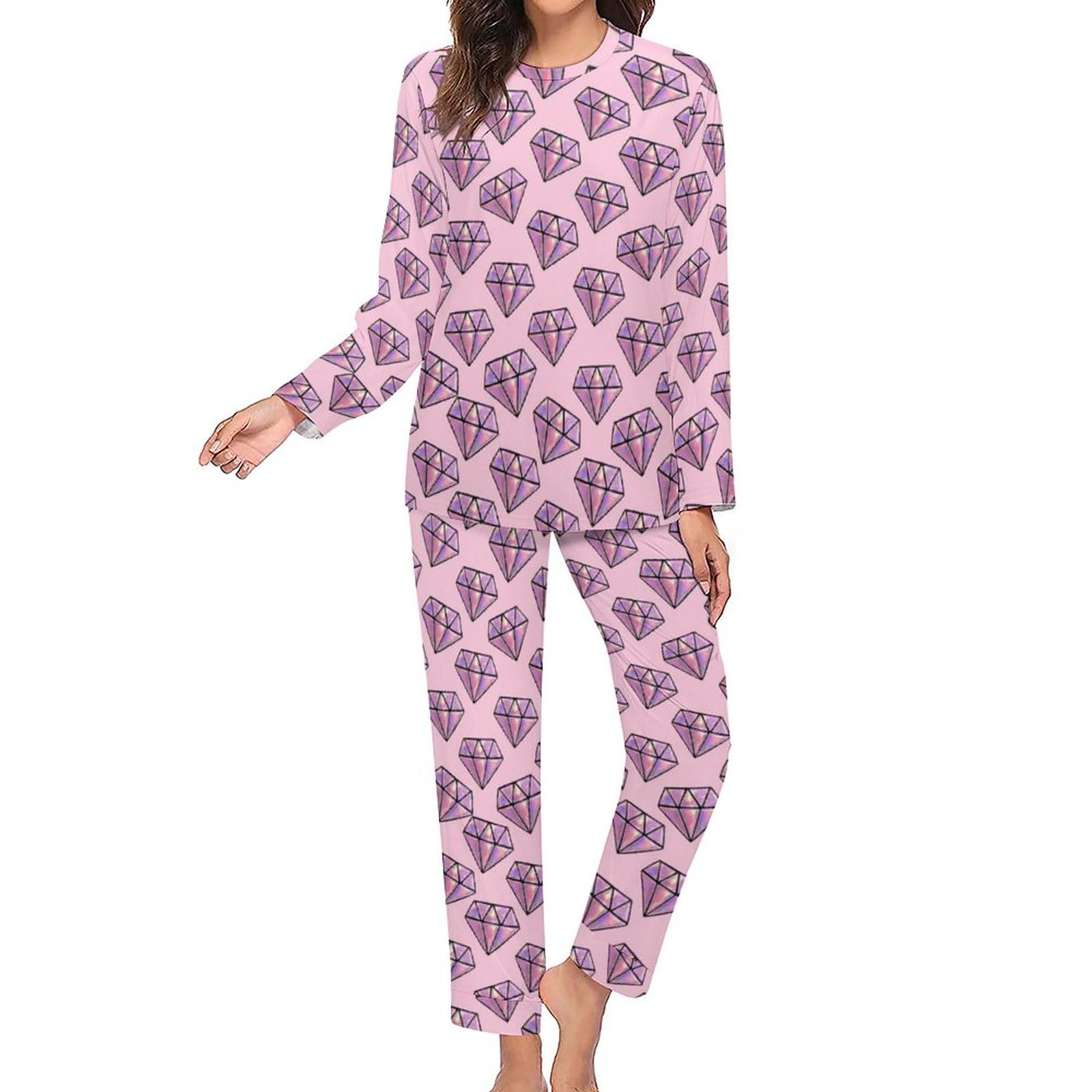 Pink Diamond Pajama Set for Women - Soft Sleepwear for Lounge & Sleep