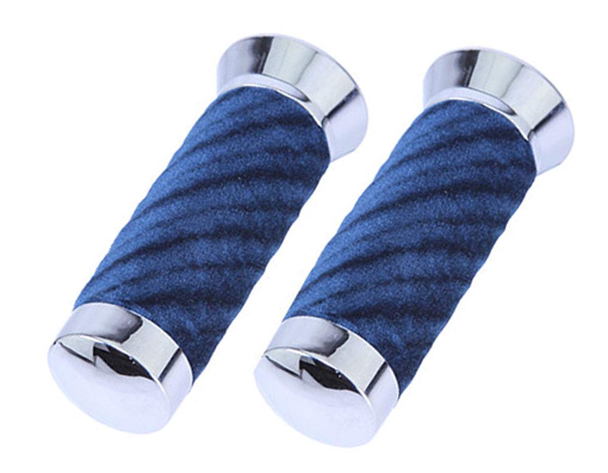 Premium Alta Swirl Velvet Velour Bike Grips with Chrome End Caps - Comfortable Cycling Handlebar Grips for Road Bikes, Mountain Bikes & Cruisers - Ideal for Long Rides, Commuting & Outdoor Adventures