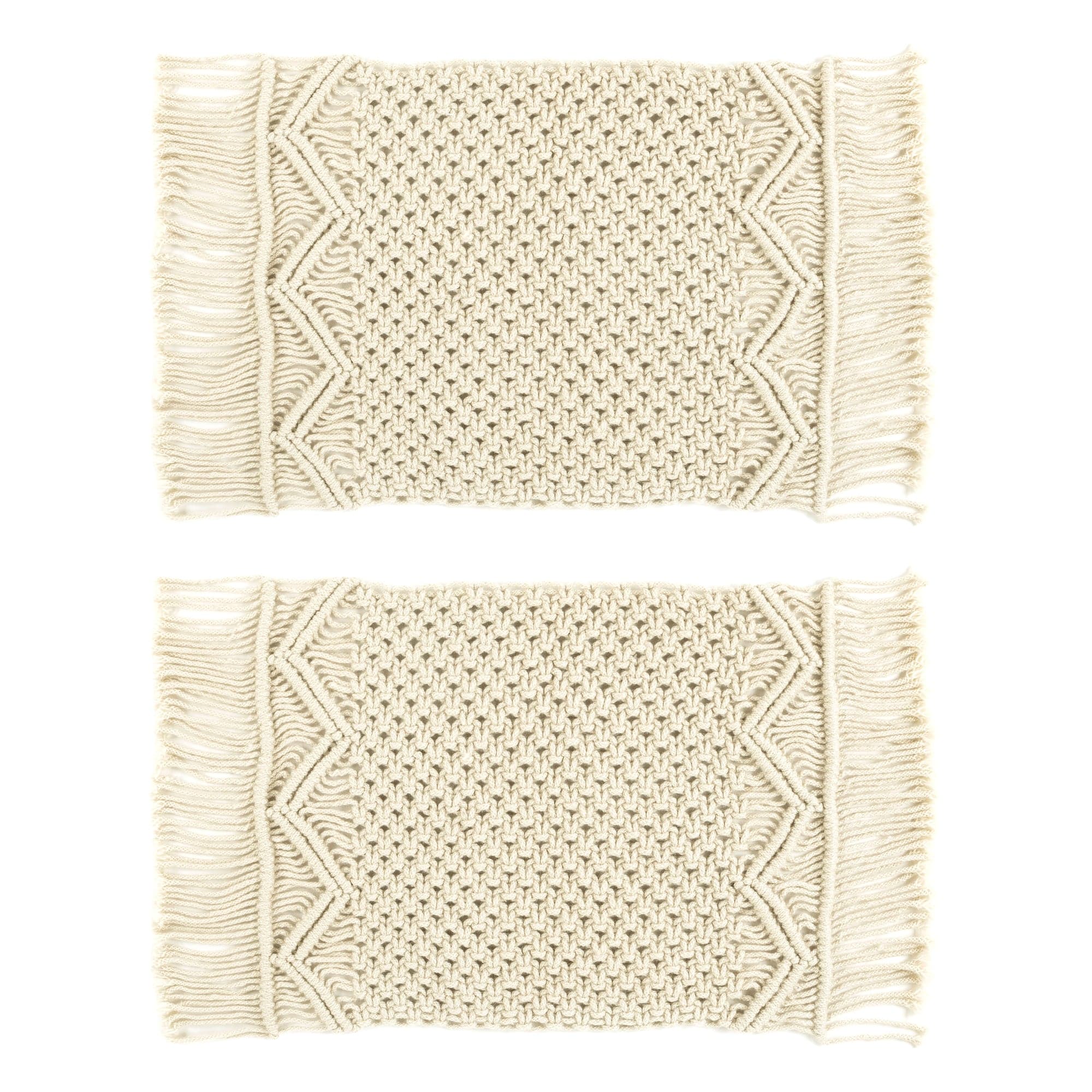 Boho Macrame Placemats Set of 2 - Handwoven Cotton Table Mats for Dining, Kitchen, Patio - Waterproof & Durable Indoor/Outdoor Decor for Home, Party, Wedding