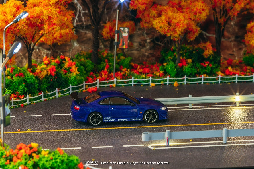 Tarmac Works 1:64 Scale Nissan Silvia S15 Vertex Edition Diecast Model Car - Blue Metallic Finish | Collectible Toy for Display, Racing Games & Car Enthusiasts
