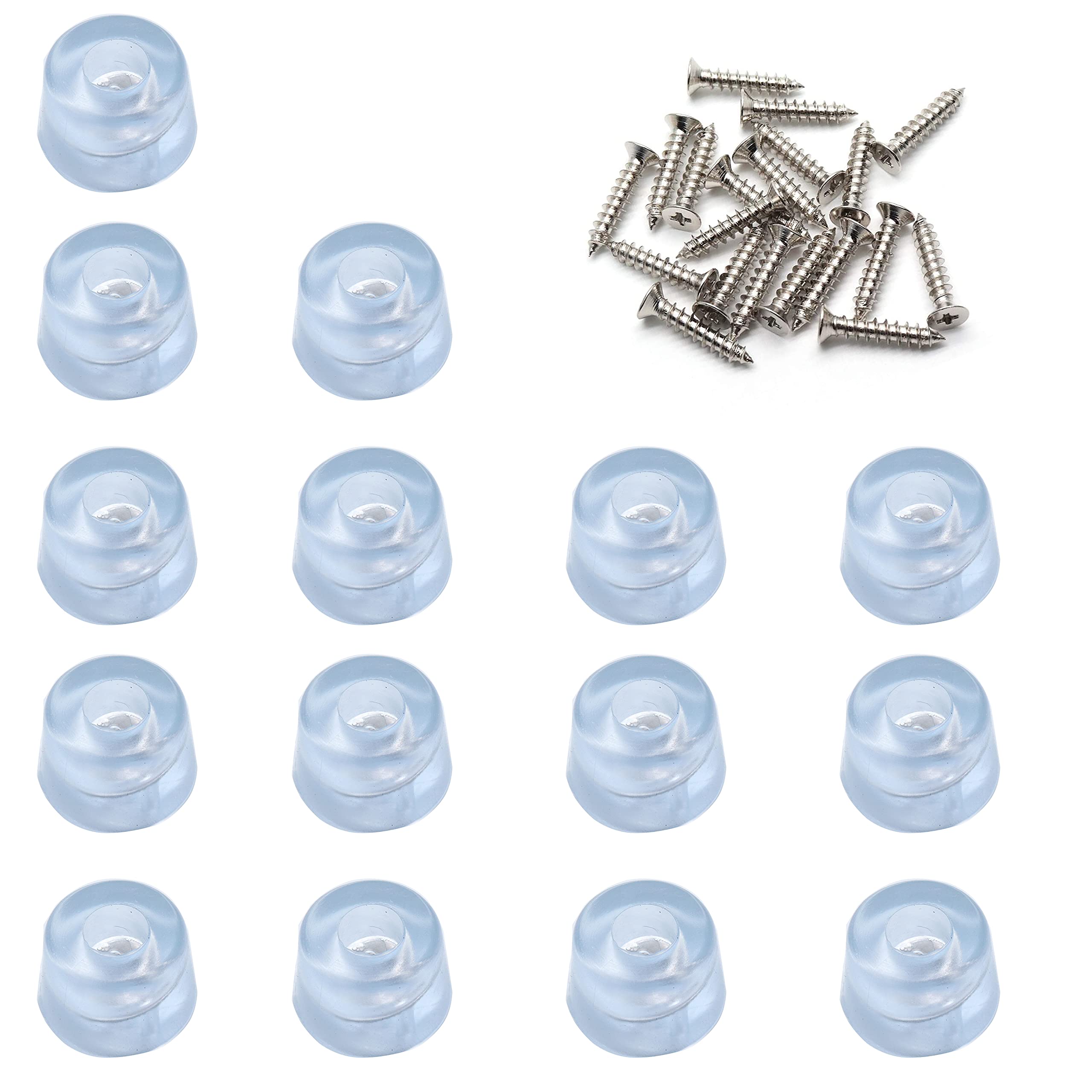Non-Slip Transparent Screw Feet Rubber Pads - 20 Pack Furniture Protectors for Chairs, Tables & Cabinets - Prevent Scratches & Reduce Noise on Hardwood Floors