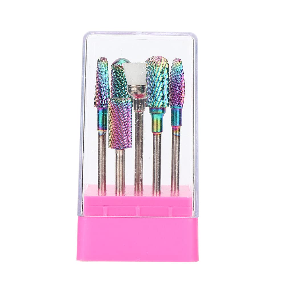 Safe & Wearable Nail Grinding Head Set - Durable Tungsten Steel Manicure Tools for Home & Salon Use | Perfect for Nail Art, Acrylics & Gel Extensions (Color-Plated)