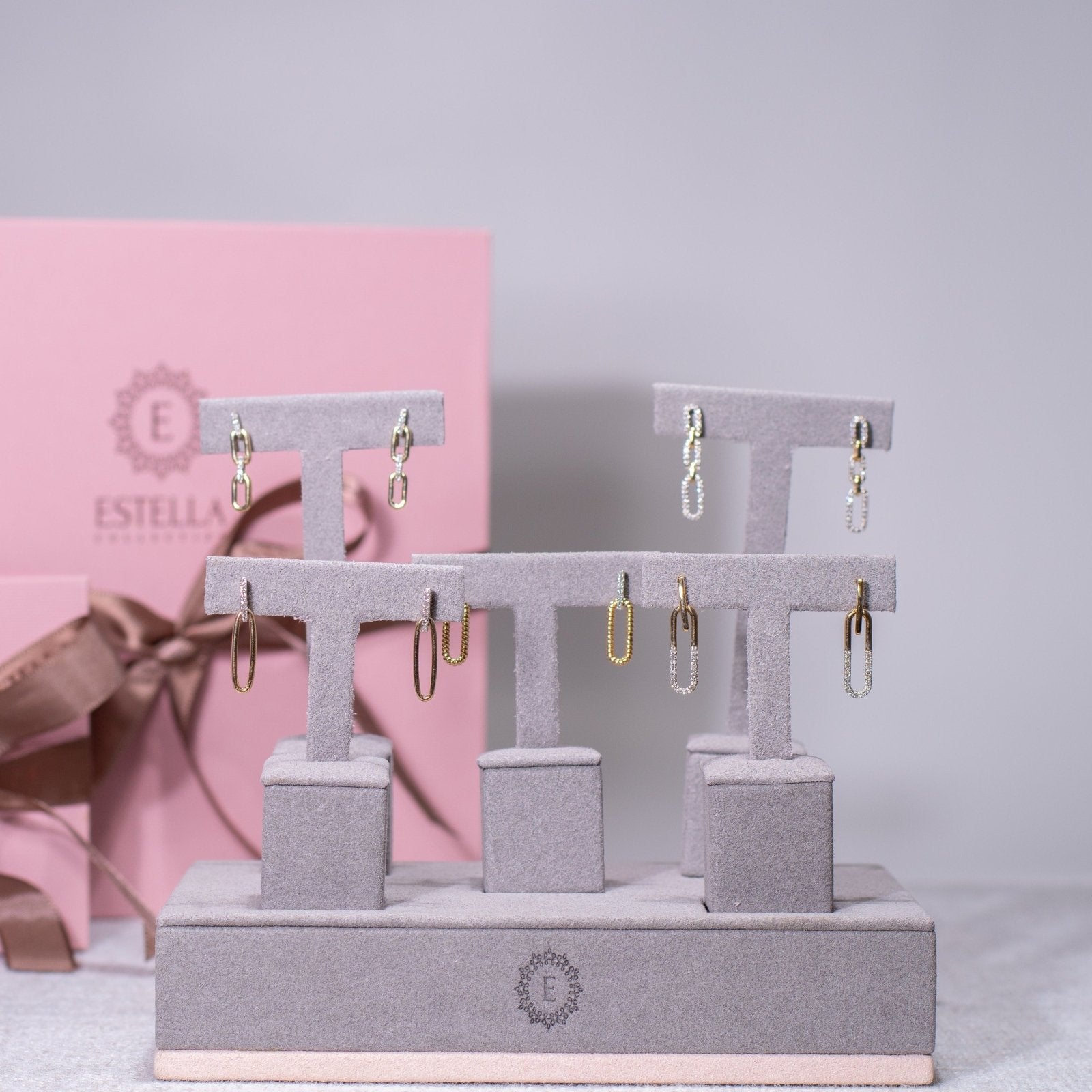 10k Yellow Gold Double Dangle Paperclip Stud Earrings - Minimalist Elegance for Everyday Wear & Special Occasions
