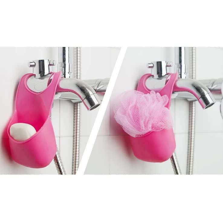 Silicone Sink Caddy Organizer - Hanging Faucet Storage for Kitchen & Bathroom, Dries Sponges, Loofahs, Razors & Soap (Grey, 1 Pack) - Perfect for Small Space Organization & Clutter-Free Sinks