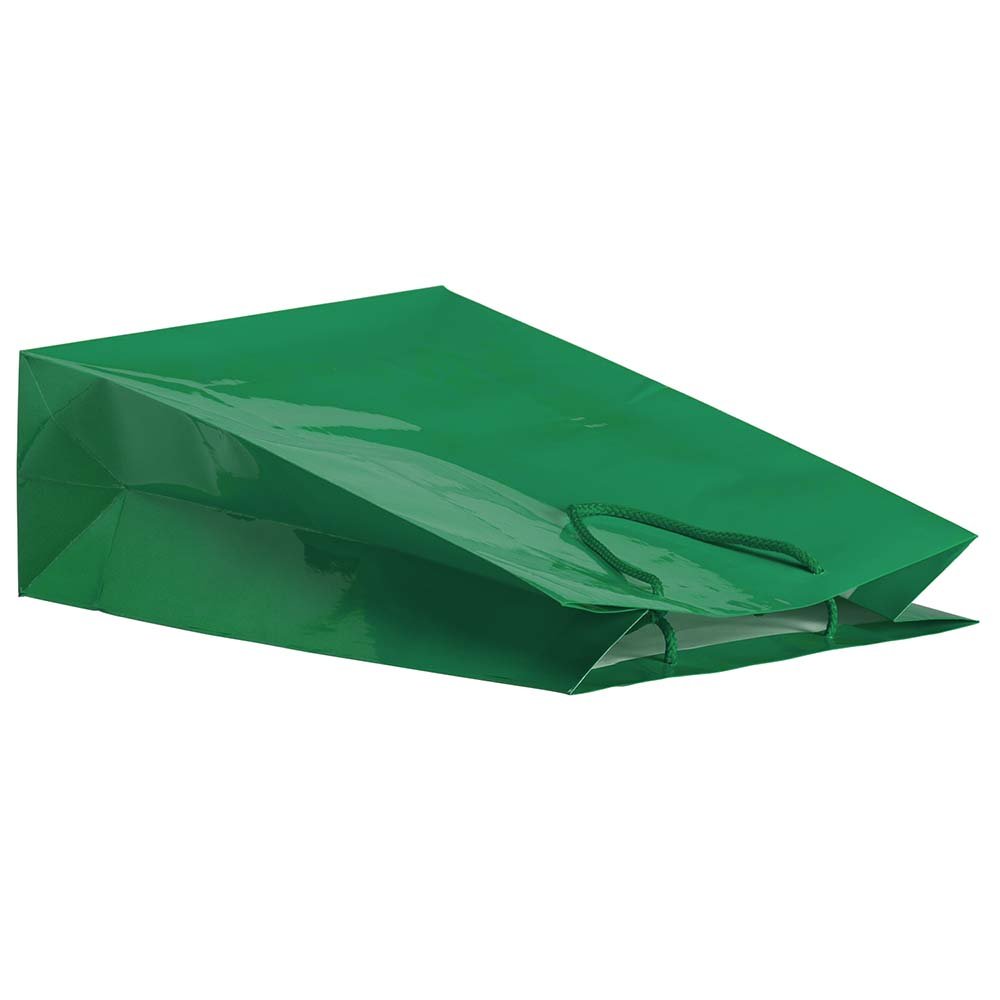 JAM PAPER Large Green Glossy Gift Bags with Rope Handles - Party & Wedding Favors