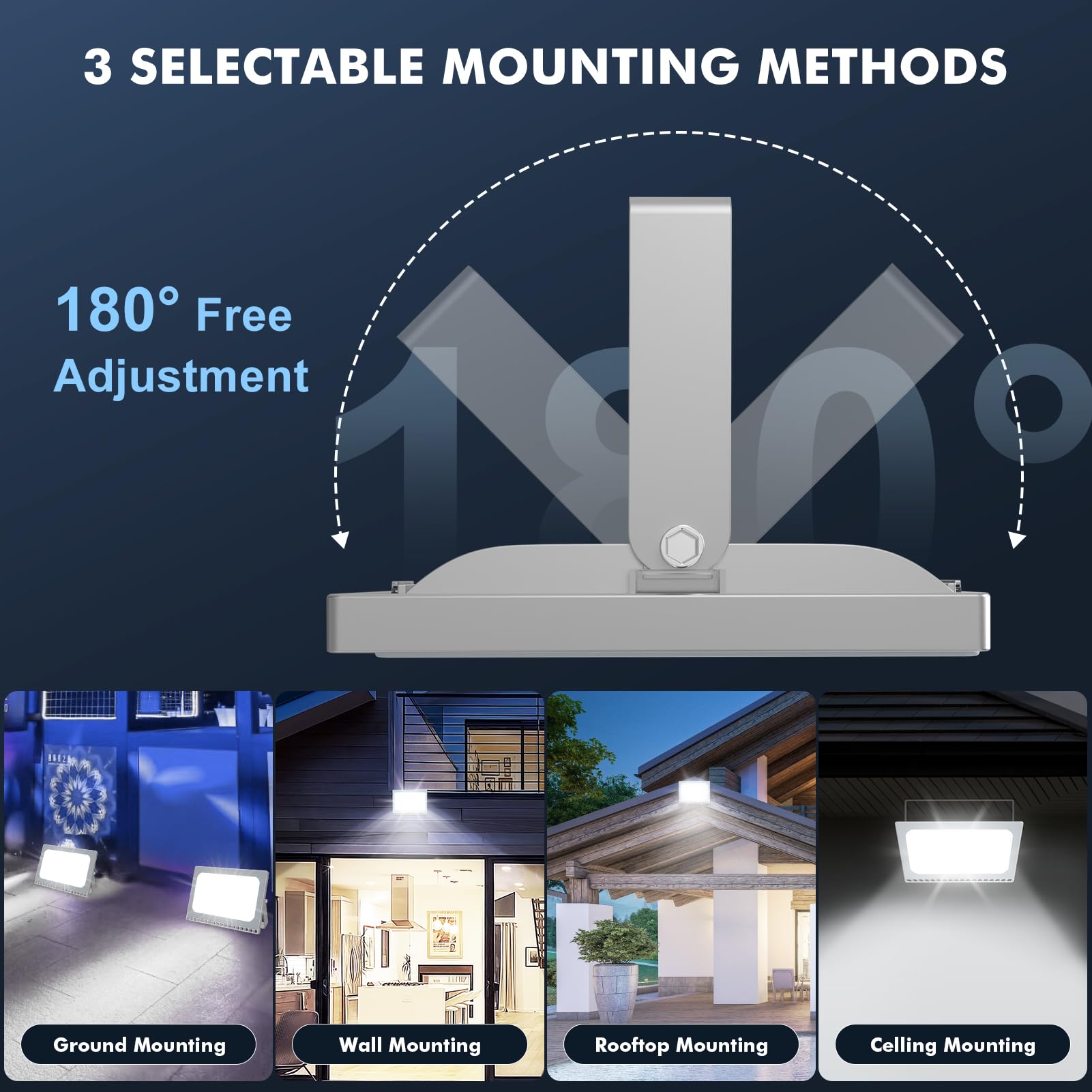 Viugreum 100W LED Flood Lights Outdoor Waterproof IP65 - 110V 10000LM Super Bright Daylight White (6000K) - Security Floodlight for Yard, Garden, Landscape, Wall Lighting - US Plug Included - Perfect for Home, Garage, and Commercial Outdoor Use