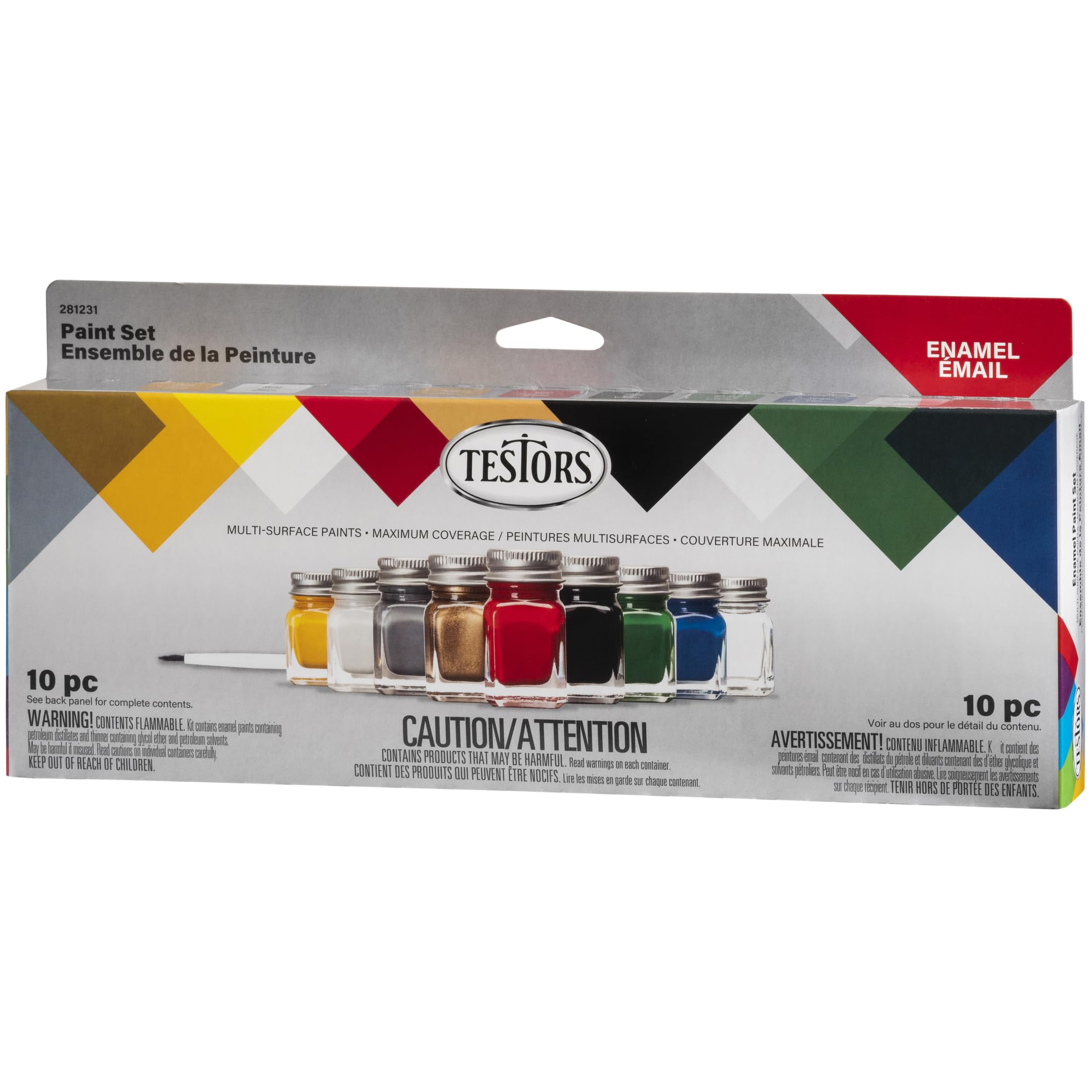 Testors 281231 Enamel Paint Set - 10 Piece Model Paint Kit for Hobby, Crafts & DIY Projects - Perfect for Miniatures, RC Cars & Plastic Models
