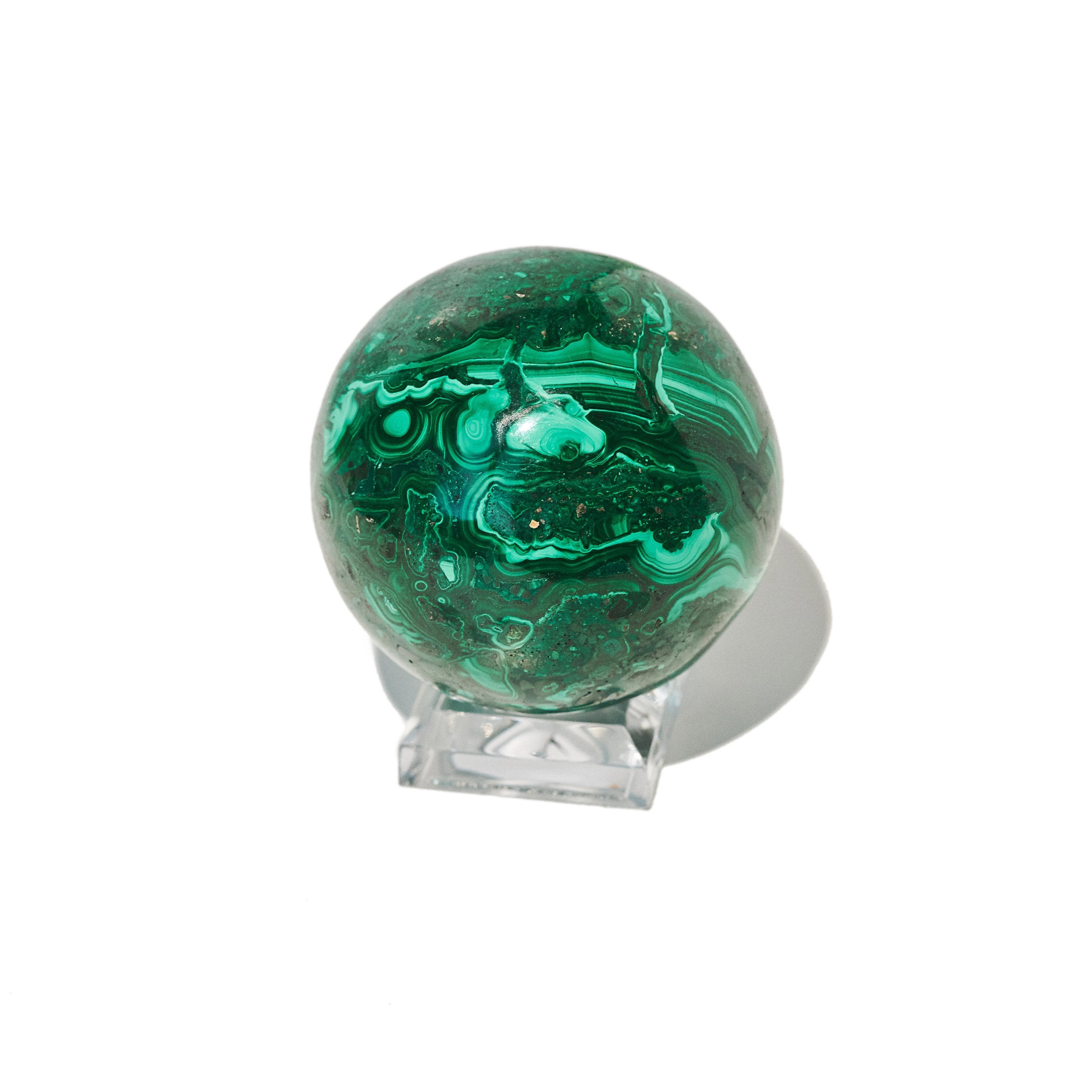 Natural Malachite Sphere - Healing Crystal for Meditation, Energy Balancing & Home Decor | Perfect for Yoga, Feng Shui & Spiritual Gifts