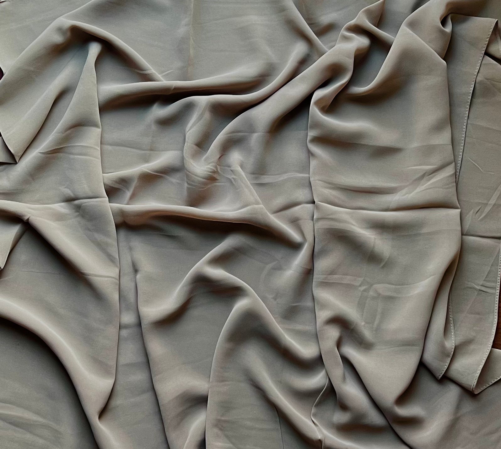 Elegant Georgette Chiffon Scarf in Khaki - Perfect for Women's Fashion, Office Wear & Evening Outfits