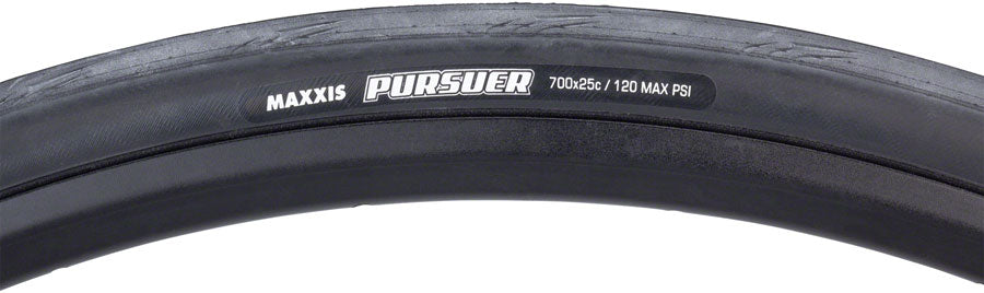 2 Pack Maxxis Pursuer 700x25 60TPI Clincher Folding Bike Tires - Single Compound Black (TB00239100) for Road Cycling & Commuting