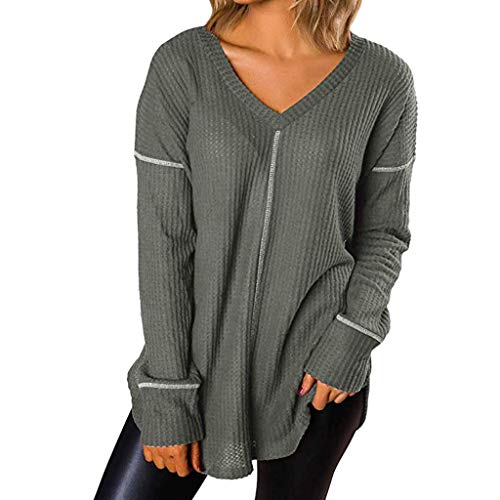 Nihewoo Women's Pullover Sweater - Twist Knot Waffle Knit Blouse, Loose Fit Tunic Tee for Autumn | Casual Fall Outfits, Layering Essential, Cozy Office Wear