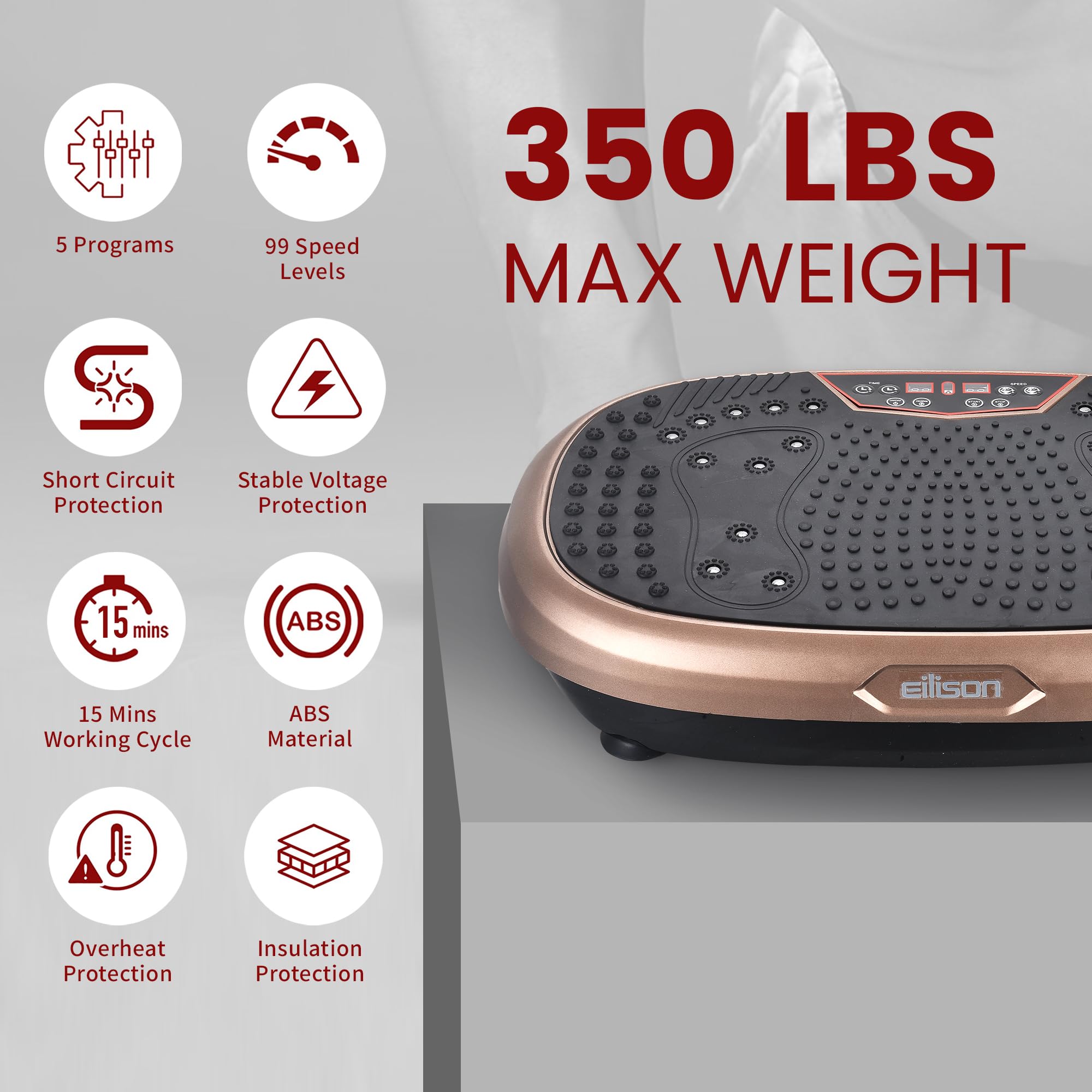 EILISON FitMax 3D XL Vibration Plate Exercise Machine - Whole Body Workout Platform with Resistance Bands for Weight Loss, Toning & Recovery - Ideal for Home Gym, Lymphatic Drainage & Fitness Enthusiasts