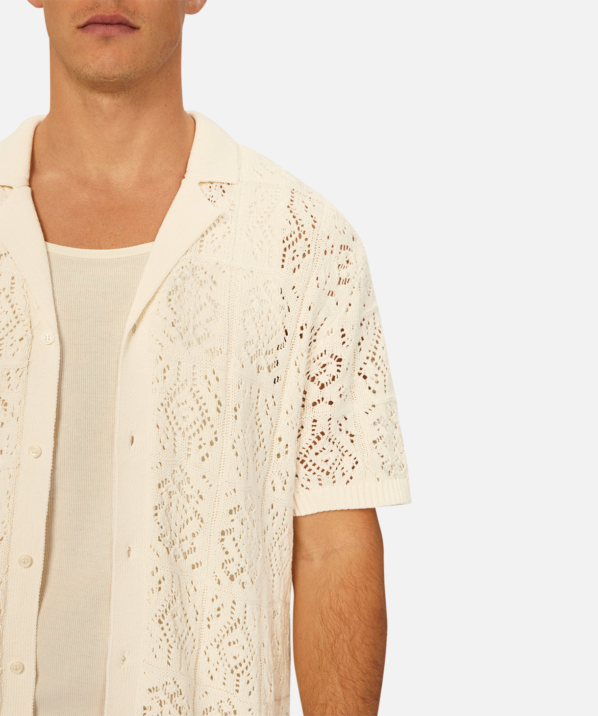 Premium Short Sleeve Maglia Shirt in Cream - Soft Cotton Casual Wear for Men & Women - Perfect for Summer Outings, Beach Trips, and Office Casual Fridays