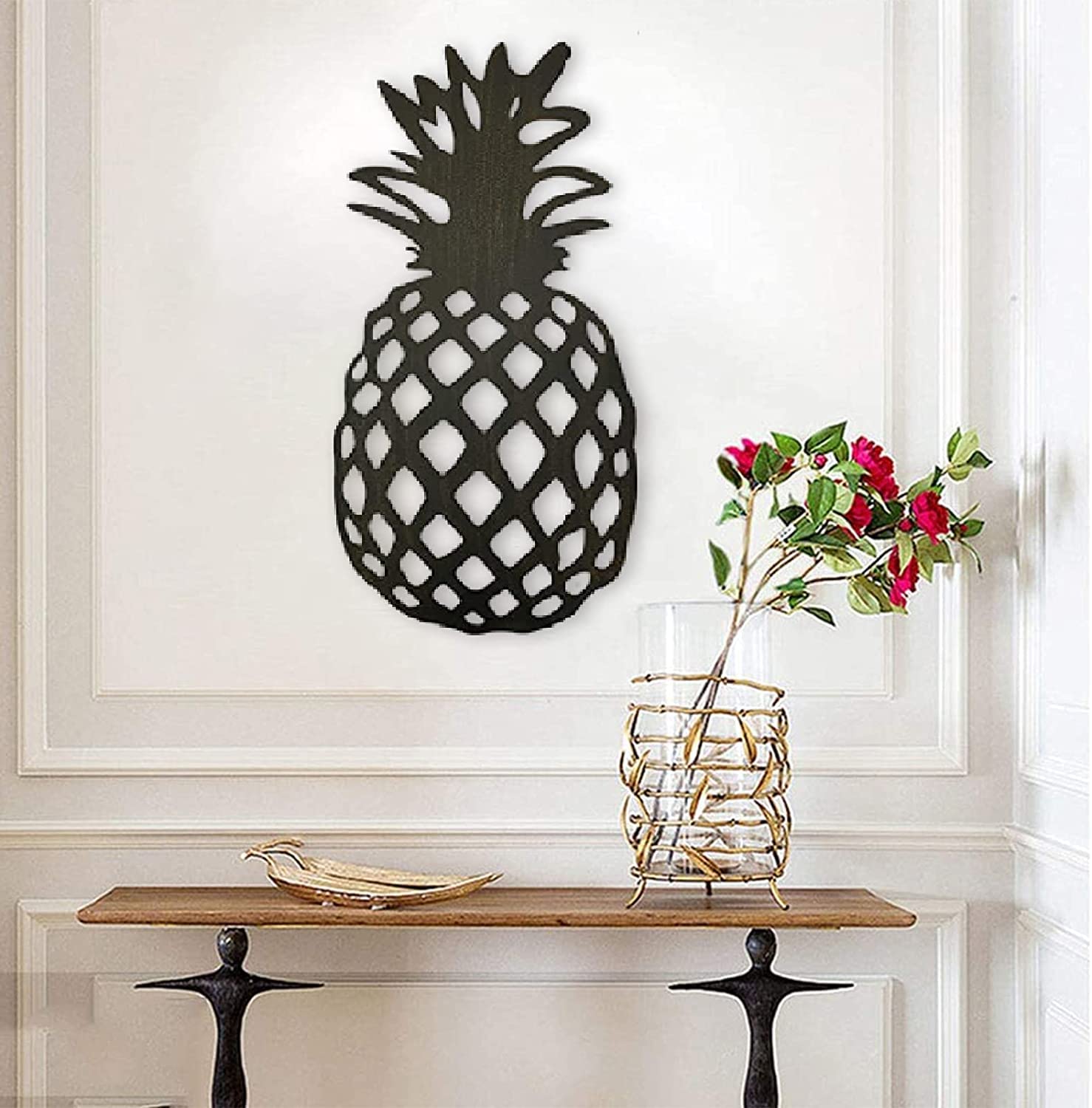 Rustic Metal Pineapple Wall Art Sculpture - Tropical Geometric Wall Decor for Kitchen, Bedroom, Living Room - Handmade Metal Wall Hanging for Home & Office Decor