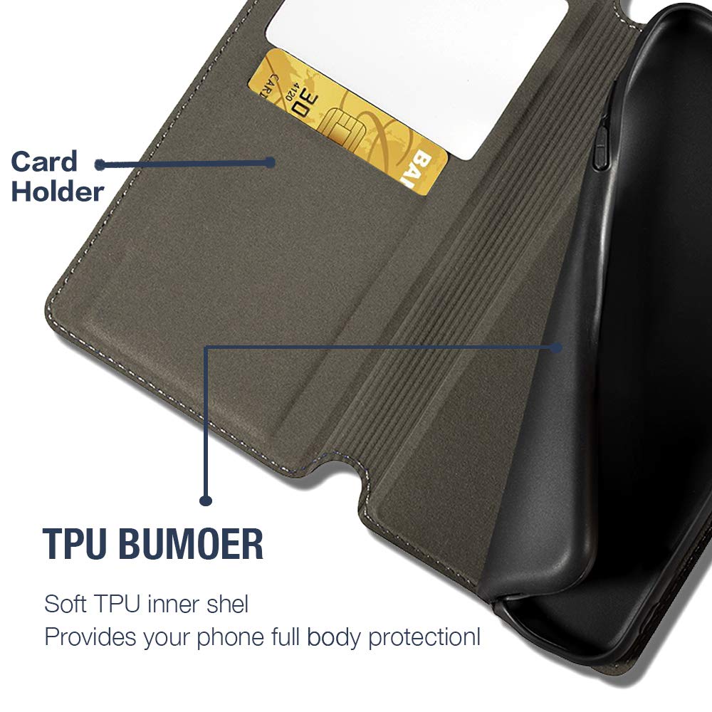 Premium Wood Grain Leather Flip Case for Asus ZenFone Selfie ZD551KL - Magnetic Cover with Card Holder & Viewing Window | Perfect for Work, Travel & Everyday Protection