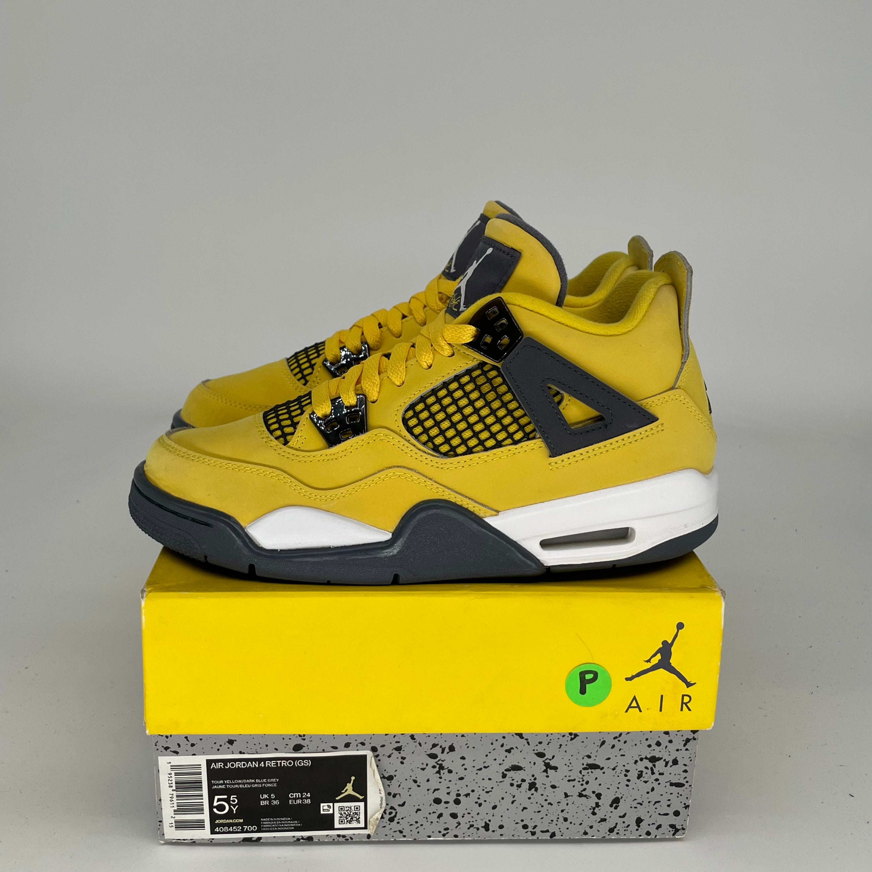 AIR JORDAN 4 LIGHTNING Sneakers Size 5.5Y (408452-700) - Retro Basketball Shoes for Men & Kids - Perfect for Streetwear, Sports & Collectors