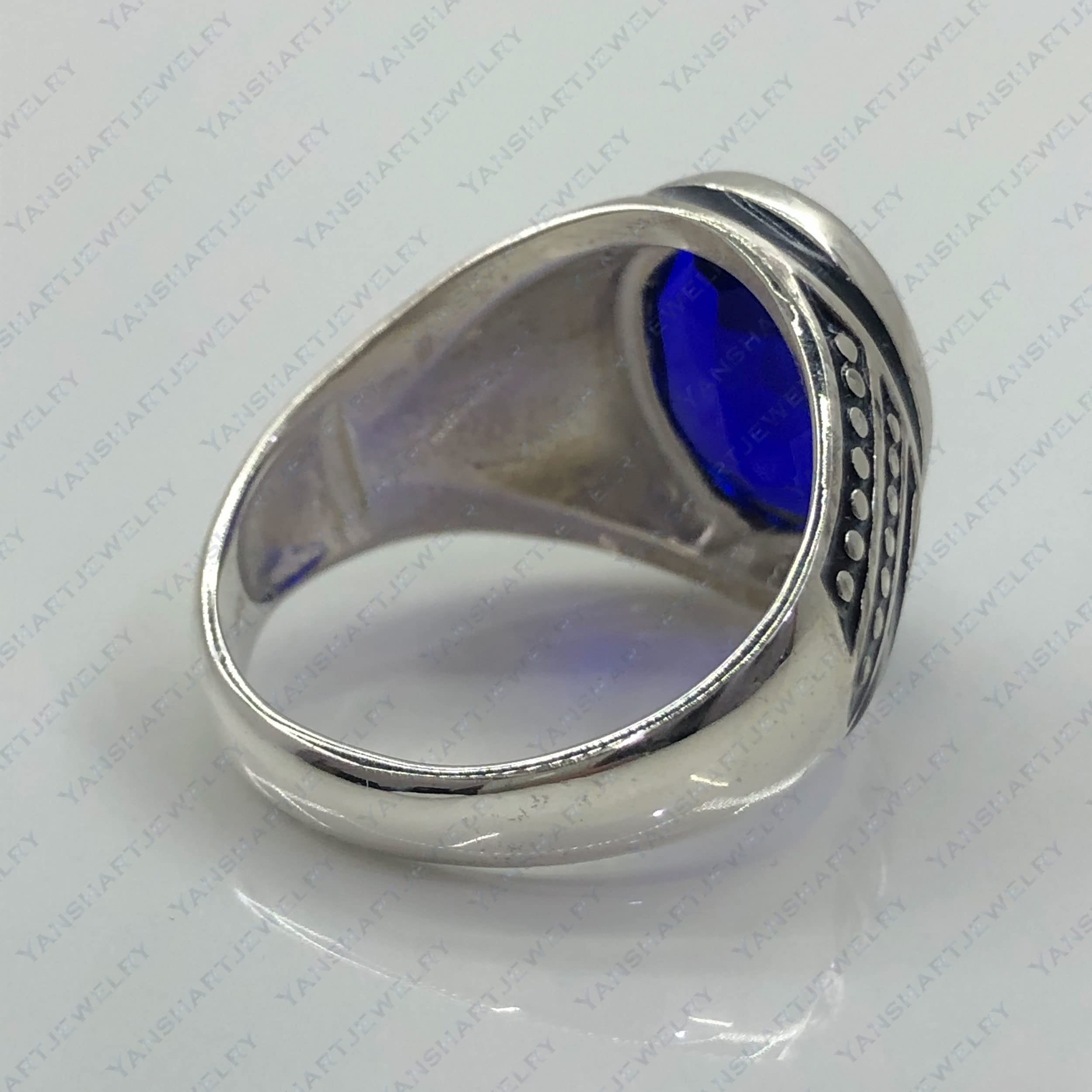 Blue Sapphire Engagement Ring for Women & Men - 925 Sterling Silver Wedding Band with CZ Stones - Anniversary Gift for Her or Him - Perfect for Proposals, Weddings & Special Occasions