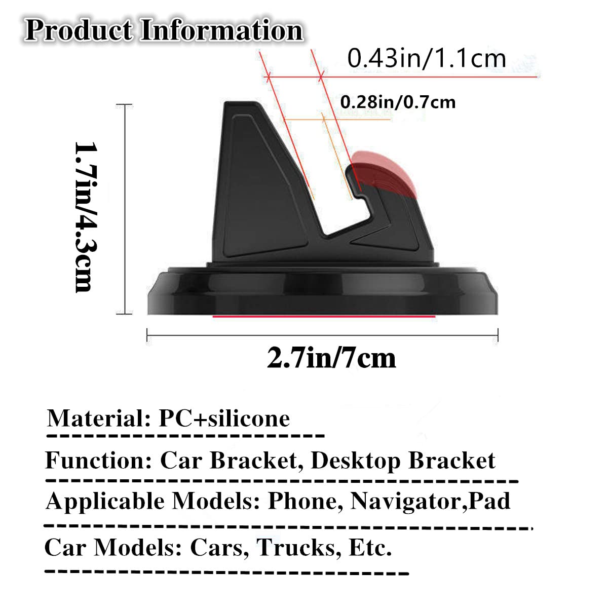 2-Pack 360° Rotating Car Phone Holder - Adjustable Dashboard Phone Mount with Strong Sticky Gel Pad for iPhone 15/14/13/12 Pro/11 - Perfect for Hands-Free GPS Navigation & Safe Driving