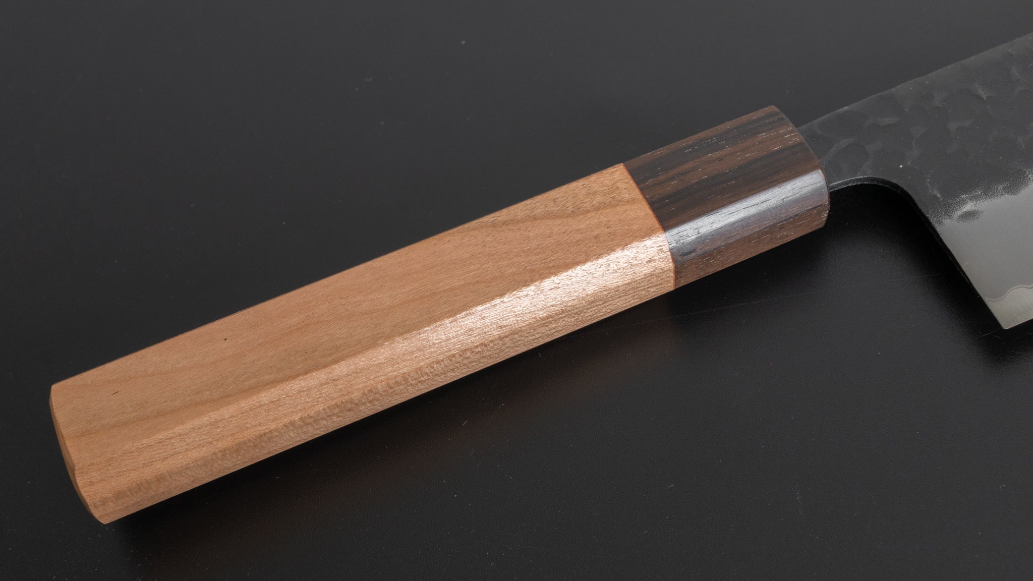 Hitohira Futana SB Kuro Tsuchime Nakiri Knife 165mm - Japanese Carbon Steel Kitchen Knife with Cherry Wood Handle - Perfect for Slicing Vegetables, Fruits, and Herbs in Home Cooking & Professional Kitchens