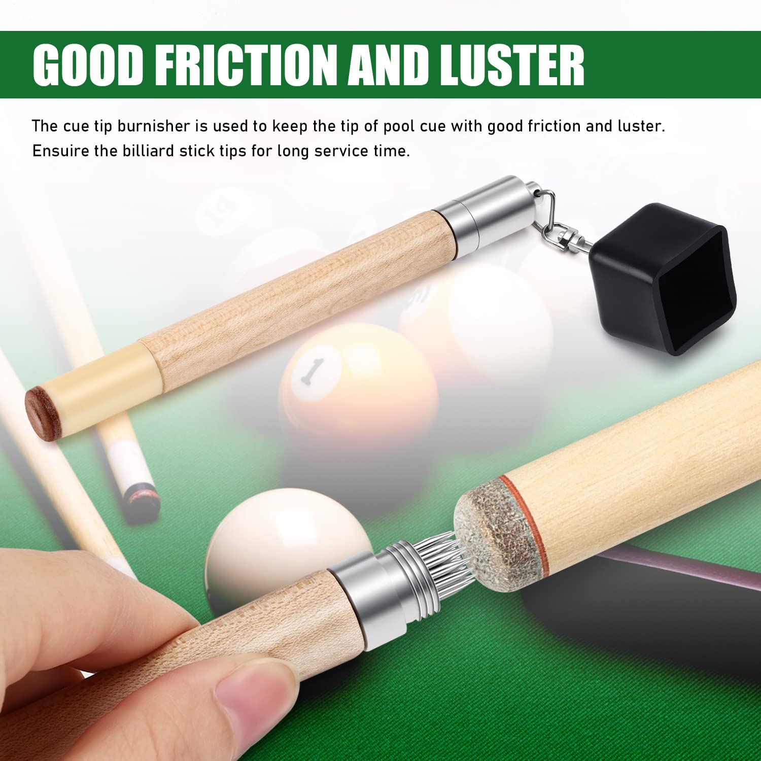 TOBWOLF 2-in-1 Billiard Chalk Holder & Cue Tip Pricker - Non-Slip Pool Table Accessories for Snooker, 8 Ball, 9 Ball - Perfect for Home Game Rooms, Bars & Professional Tournaments