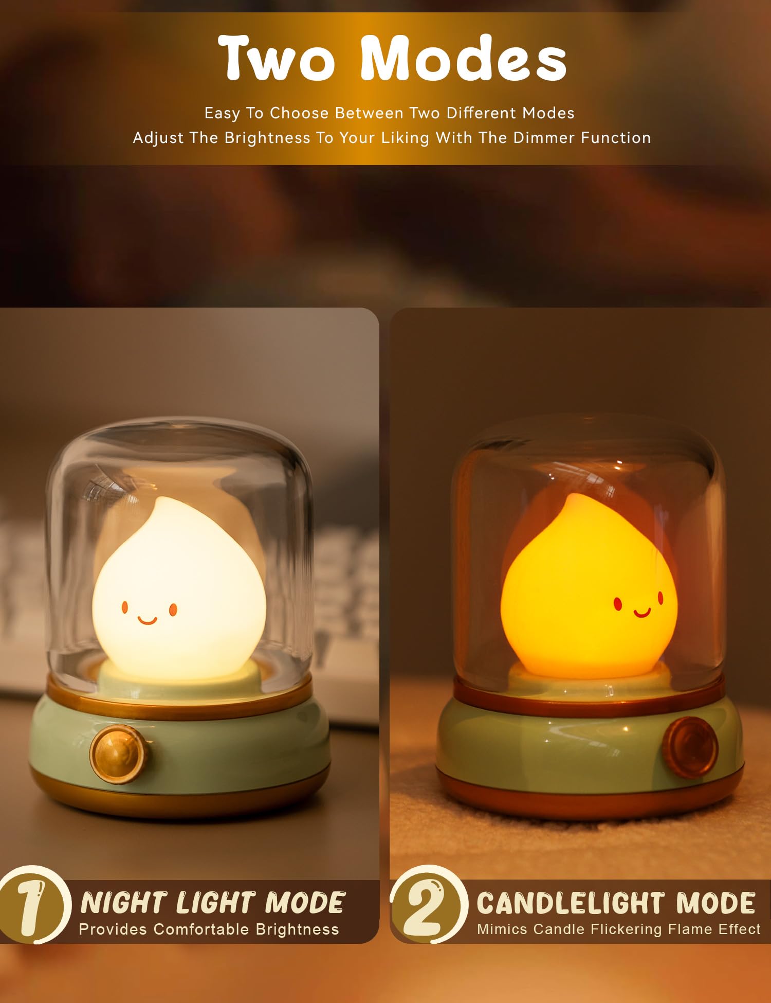 Chibi Flame Lamp - Anime Cozy Night Light with Retro Design, USB Rechargeable LED Desk Decor for Bedroom, Gift for Anime Fans & Home Decoration | Perfect for Bedside, Gaming Room & Relaxation