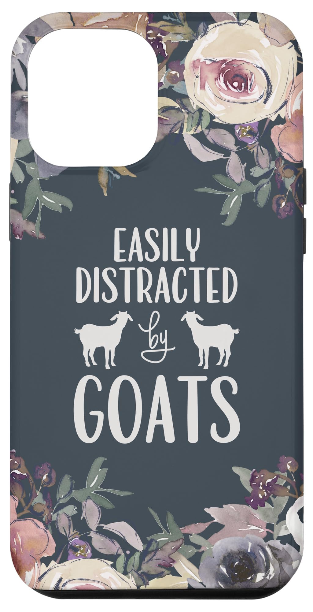 iPhone 12 Pro Max Cute Goat Distraction Floral Bouquet Black Phone Case - Perfect for Nature Lovers & Funny Gift Ideas