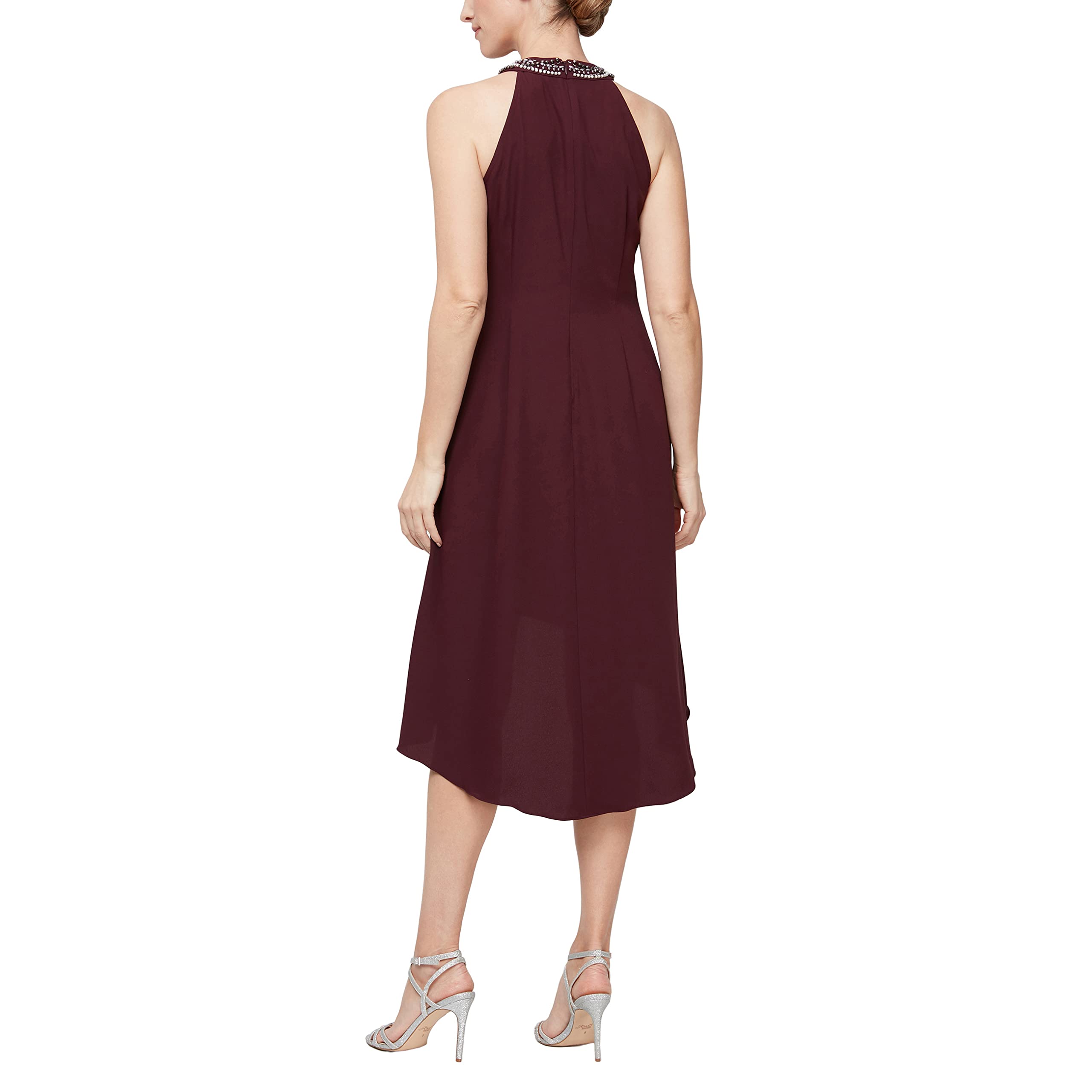 S.L. Fashions Women's Elegant Jewel Halter Neckline Cocktail Dress for Wedding Guest, Party & Special Occasions (Petite & Regular Sizes) | Perfect for Evening Events, Bridal Showers & Formal Gatherings