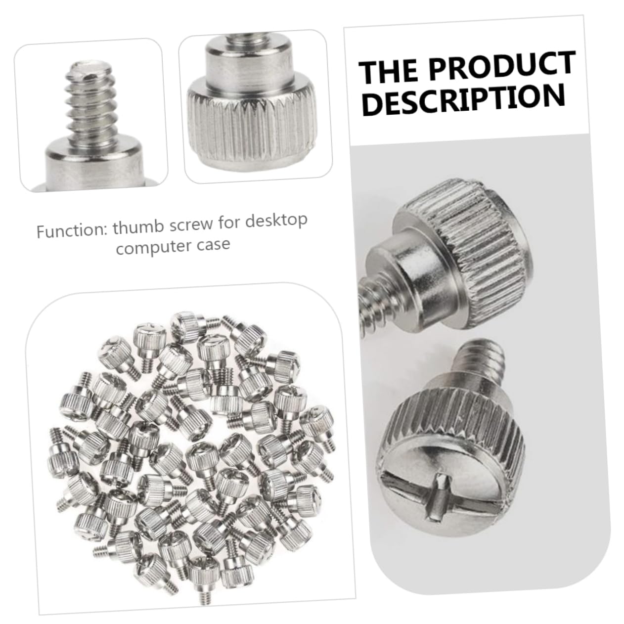 100pcs Silver Thumb Screw Knurled Thumbscrew for PC Case - Durable Computer Accessory for Easy Assembly | Perfect for DIY PC Builds, Server Racks & Electronics Projects
