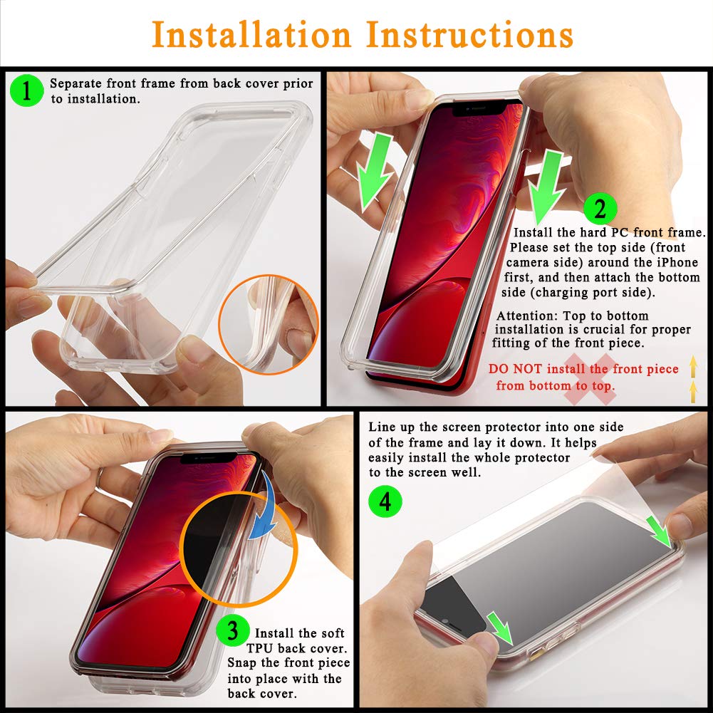 COOLQO iPhone 11 Pro Case 5.8 Inch - Clear Shockproof Silicone Cover with 2 Tempered Glass Screen Protectors | 360° Full Body Protection | Perfect for Everyday Use, Travel & Outdoor Activities - Green