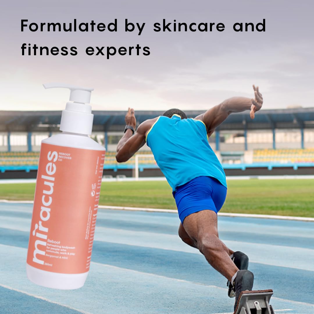 Miracles Reboot Refreshing Body Wash with Jojoba Oil, Coconut Extract & Squalane - Deep Cleansing, Exfoliating & Hydrating Formula | Cruelty-Free, Paraben & SLS Free | 250ml | Perfect for Dry Skin & Post-Workout Refreshment