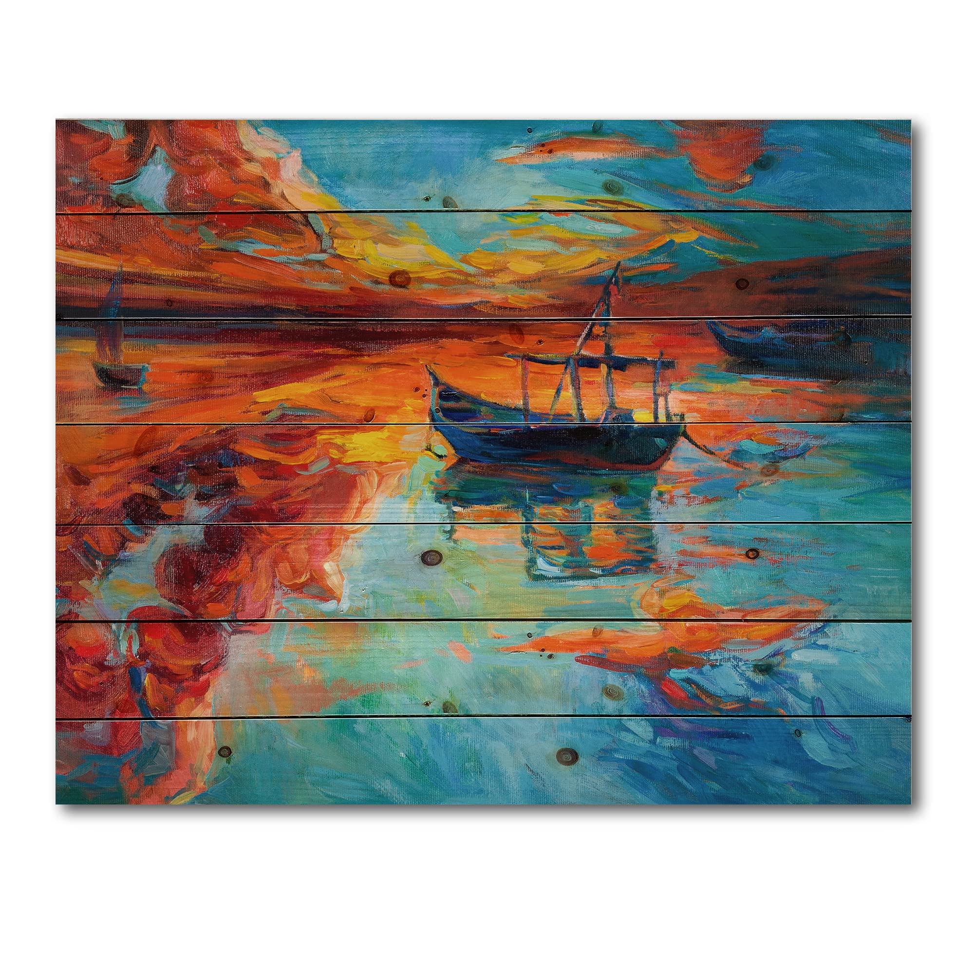 Nautical Boat Wood Wall Art - Blue Coastal Decor for Living Room