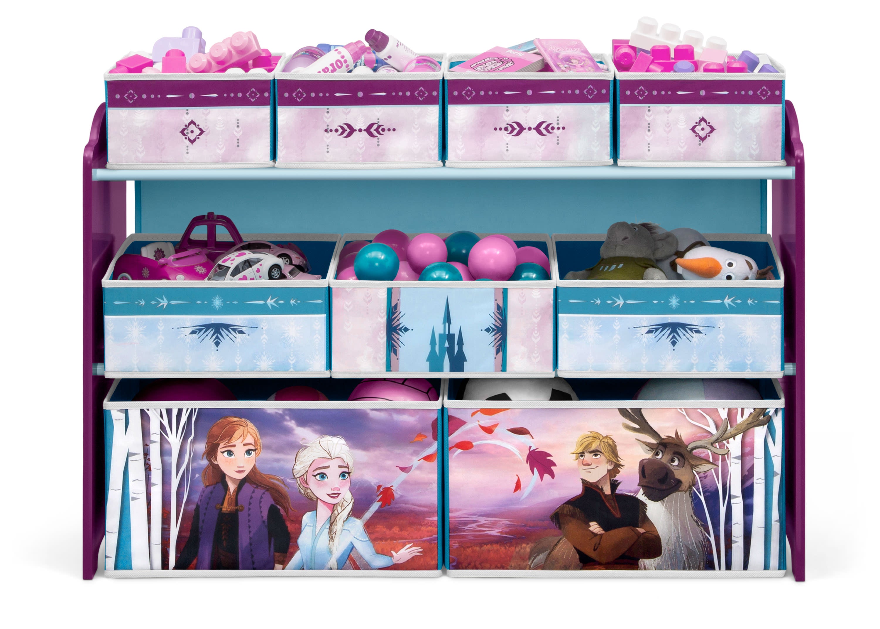 Frozen Deluxe 9 Bin Toy Storage Organizer - Kids Room Organization Solution for Toys, Books & Crafts | Perfect for Playrooms, Bedrooms & Daycare Centers