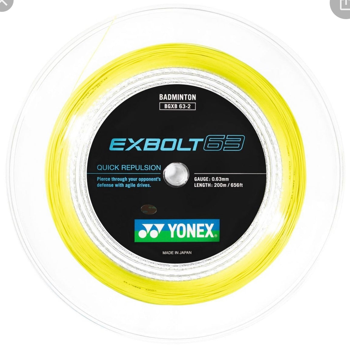 Yonex Exbolt 63 Badminton String Reel - High Performance Badminton String for Professional Players - Perfect for Tournament Play & Training Sessions