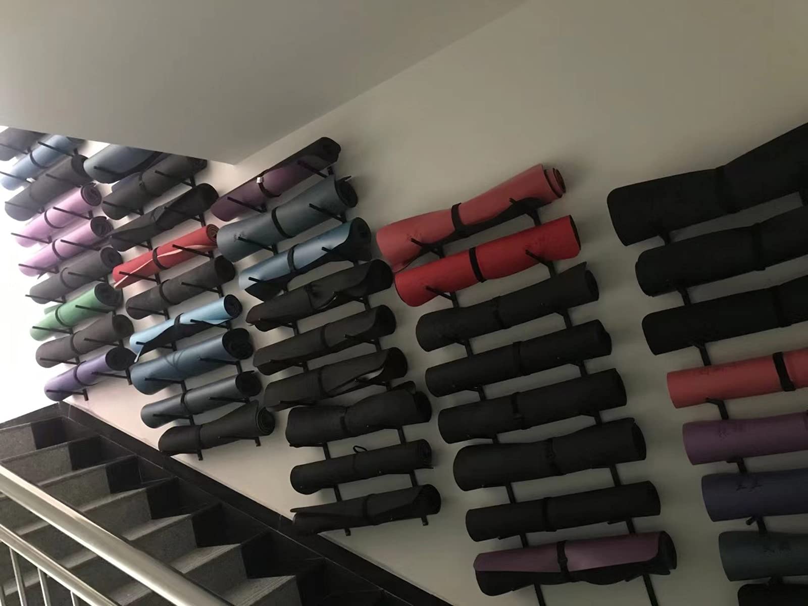 9-Tier Heavy Duty Metal Yoga Mat Rack Wall Mount - Large Capacity Foam Roller & Sports Equipment Storage Organizer for Home Gym (Black) - Perfect for Yoga Studios, Fitness Rooms & Closet Organization