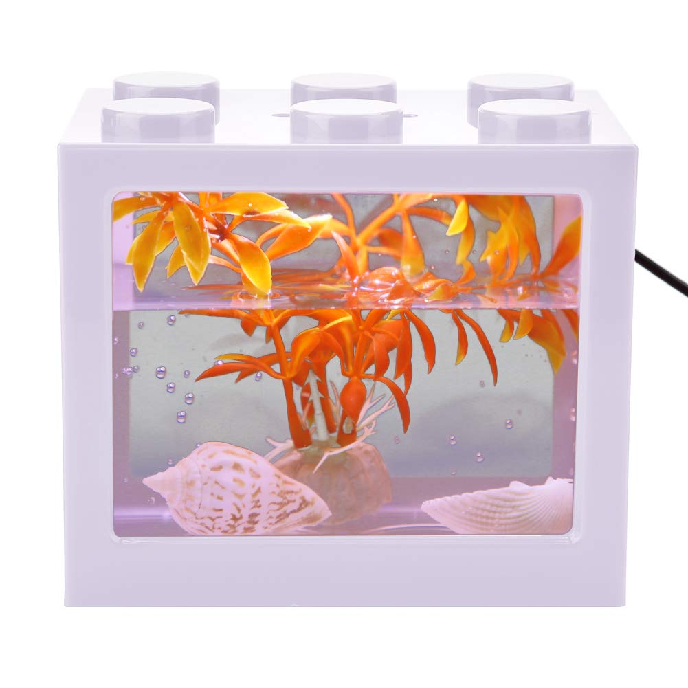 Mini USB LED Aquarium Fish Tank Light - White Plastic Desktop Lamp for Office, Tea Table & Home Decor | Perfect for Relaxation & Stress Relief