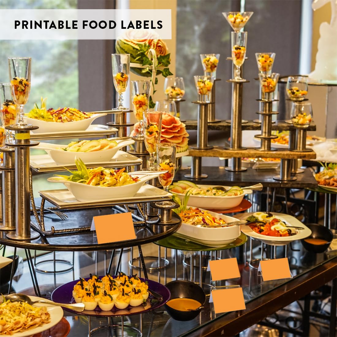 Andaz Press Printable Table Tent Place Cards - 20-Pack Orange Blank Name Cards for Wedding, Baby Shower & Graduation | Elegant Seat Placement for Dining Events, Buffets & Special Occasions