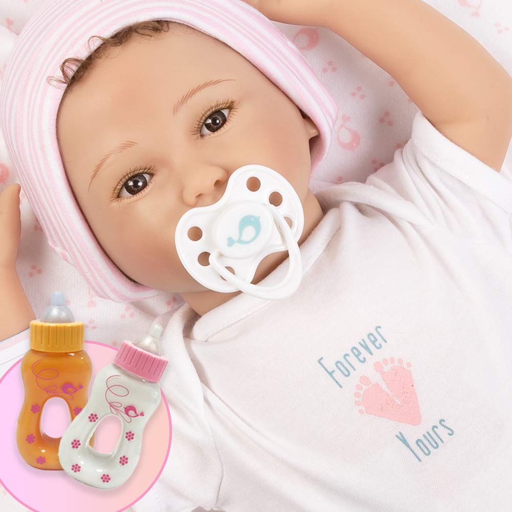 18 Inch Realistic Newborn Baby Doll with Rooted Hair - Paradise Galleries Forever Yours Treasure Collection, Includes Magic Bottles & Magnetic Pacifier - Perfect for Gift Giving, Nursery Decor, and Pretend Play