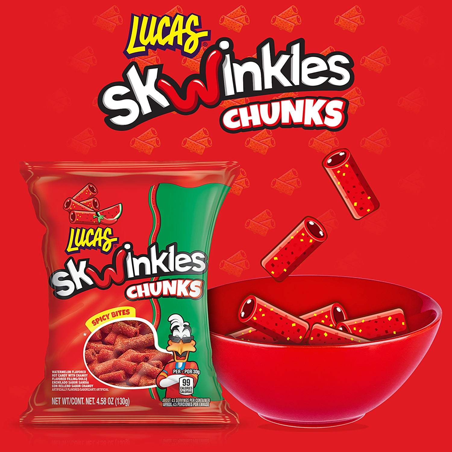 Lucas Sandia Chunks - 4.5oz Dried Watermelon Snacks, 12 Count Resealable Bag - Perfect for On-the-Go, Hiking, and Healthy Snacking
