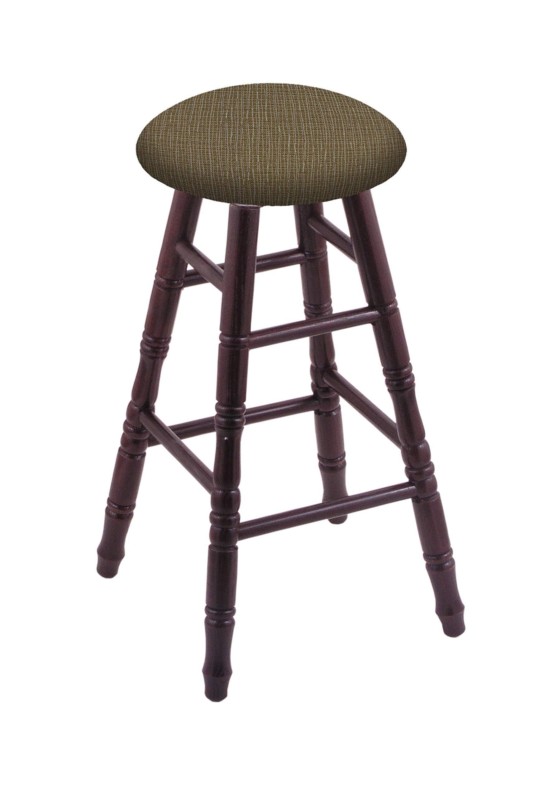 Dark Cherry Oak Bar Stool with Cork Seat - Rustic Pub & Kitchen Counter Height Stool for Home Bar, Restaurant & Cafe