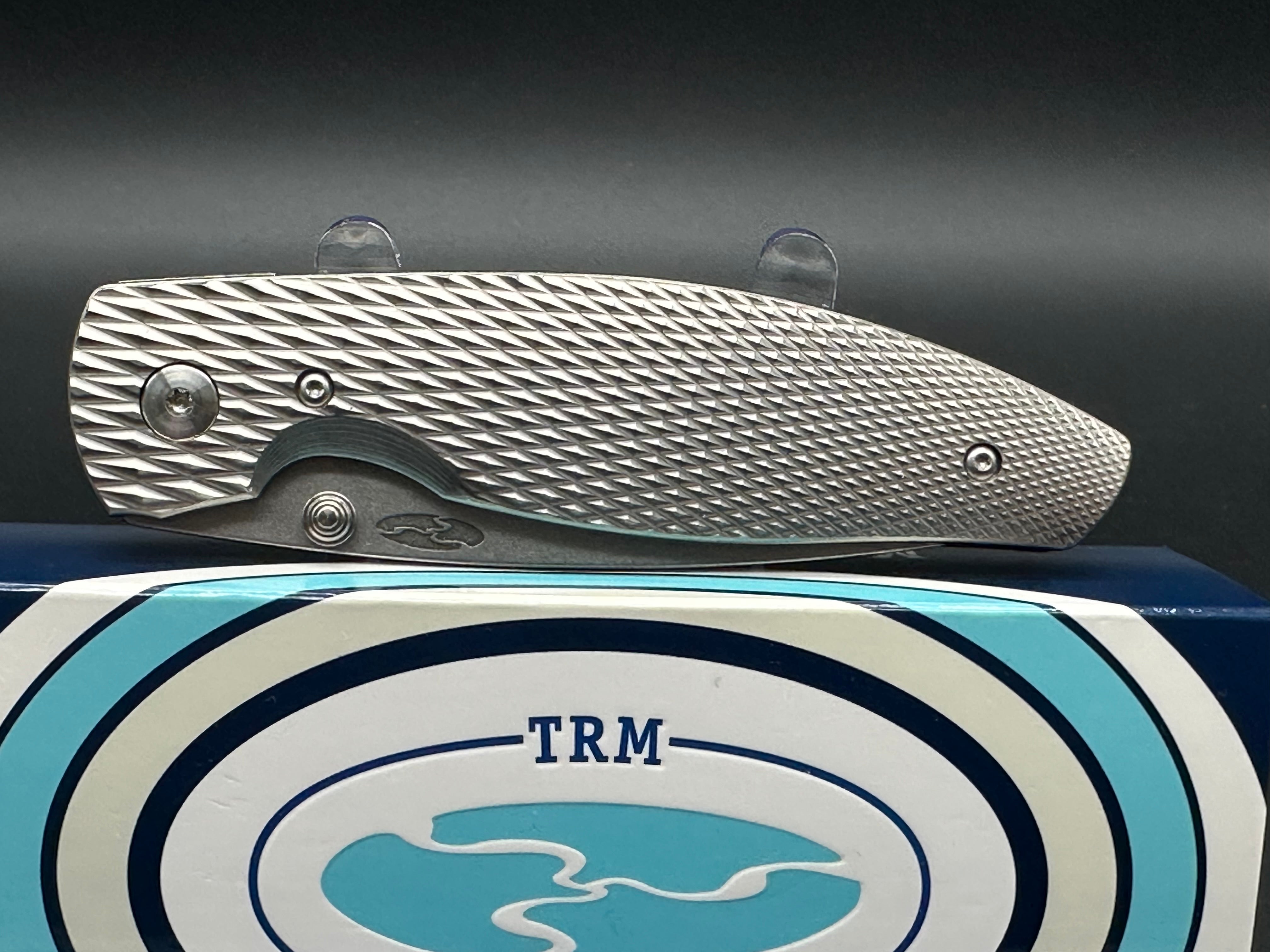 TRM Atom Linerlock Folding Knife - 3D Contoured Titanium Handle, EDC Pocket Knife for Outdoor Camping, Hiking & Everyday Carry | Three Rivers Manufacturing