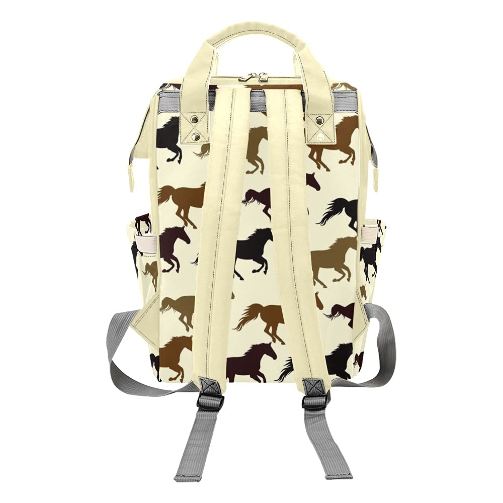 Personalized Animal Running Horse Diaper Backpack - Custom Name Travel Bag for Women & Girls, Perfect for Daycare, Park Outings and Family Trips