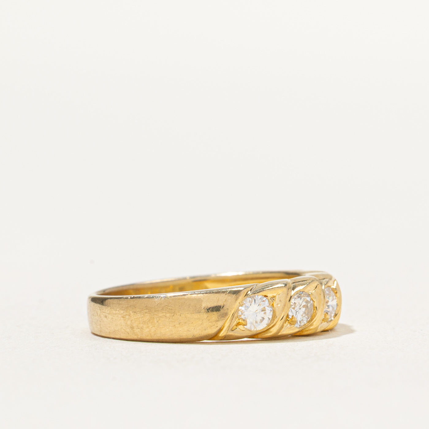 0.40ctw Five Stone Diamond Grooved Band Ring - Size 4.5 | Elegant Wedding Band, Anniversary Gift for Her | Perfect for Engagements, Proposals & Special Occasions