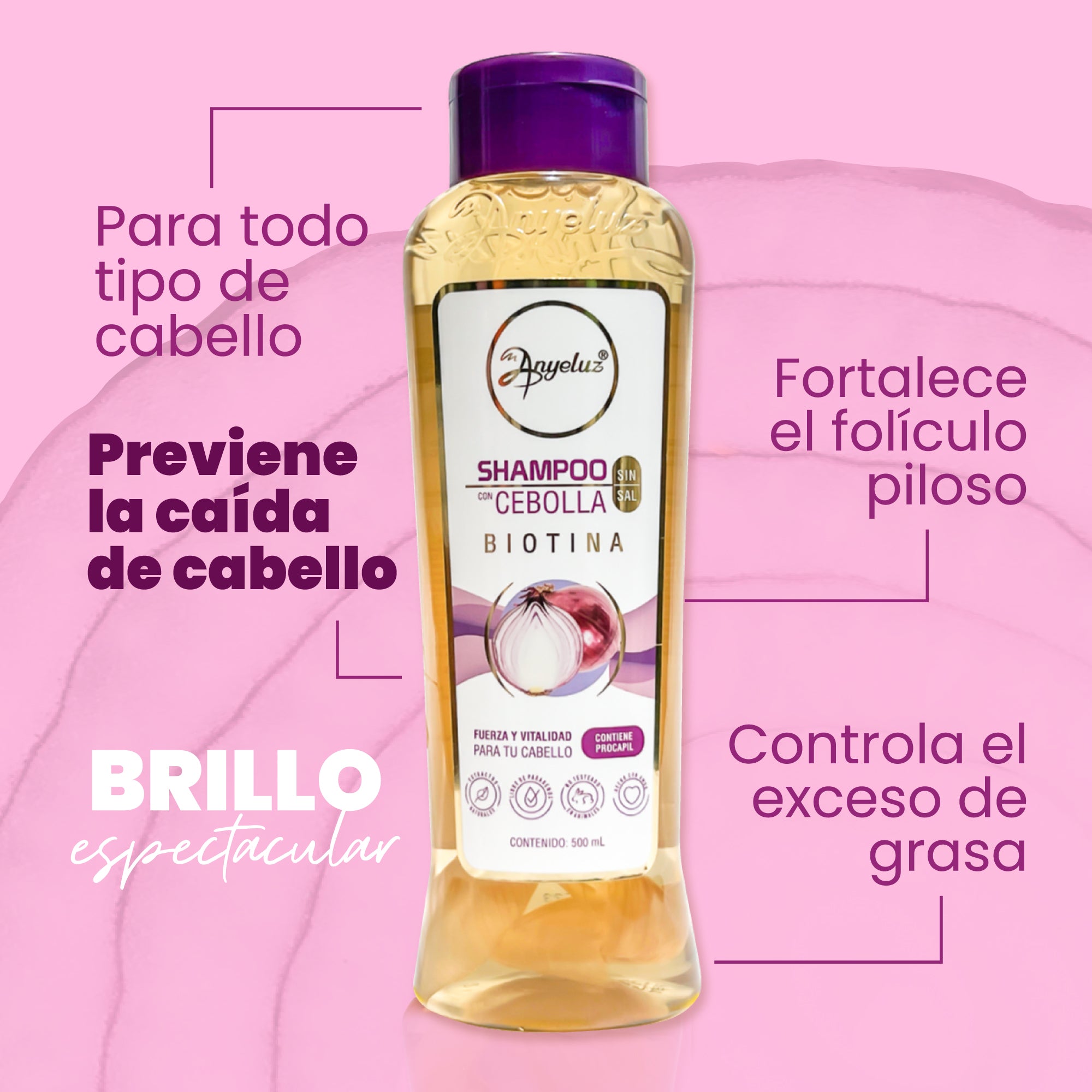 Anyeluz Onion Shampoo for Hair Growth & Scalp Care - Natural & Organic Hair Treatment for Thicker, Healthier Hair - Perfect for Daily Use at Home & Salon