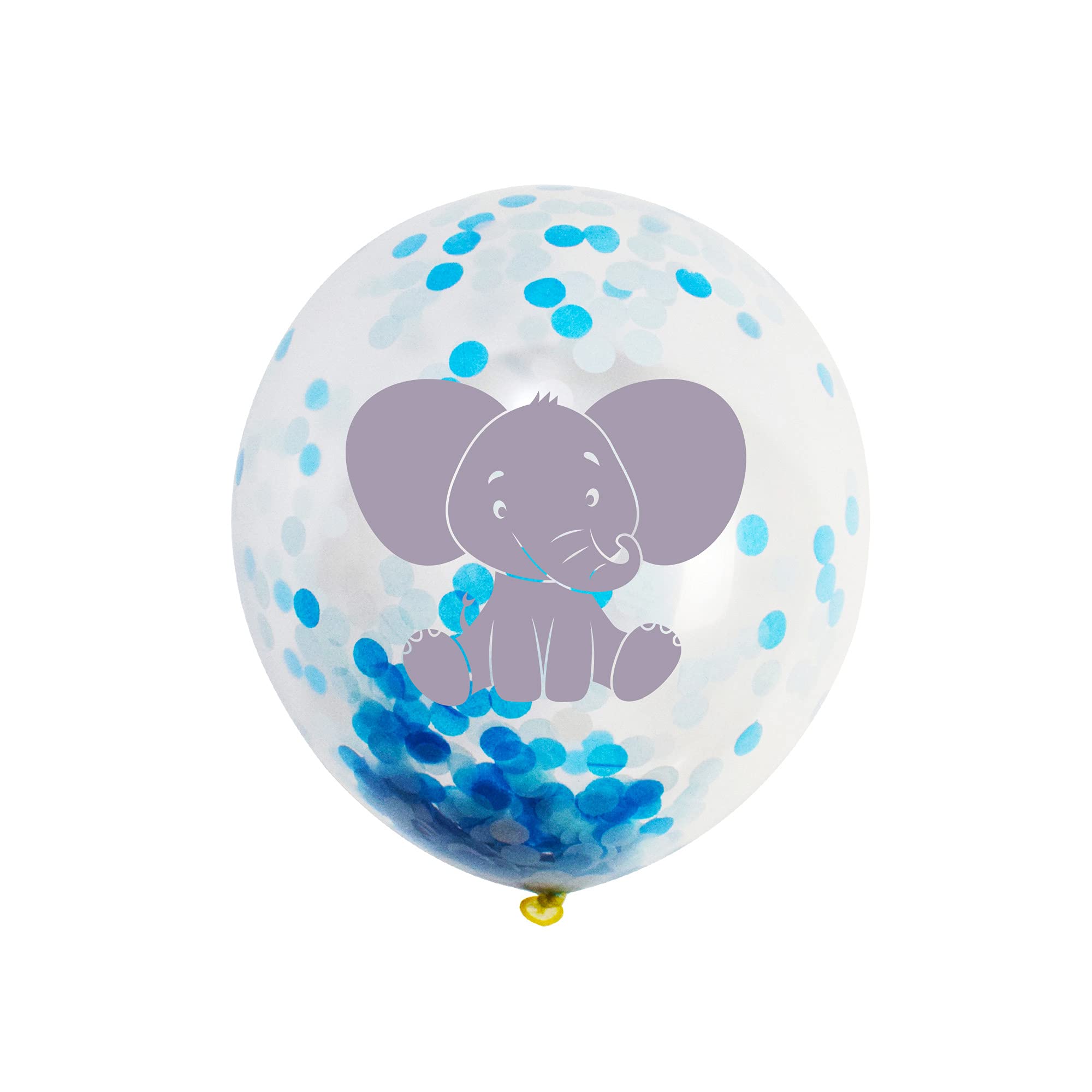 Blue Elephant Confetti Latex Balloons - 16 Pack 12 Inch Balloons for Baby Shower, Birthday Party Decorations - Perfect for Gender Reveal, Nursery Decor and Kids Party Supplies